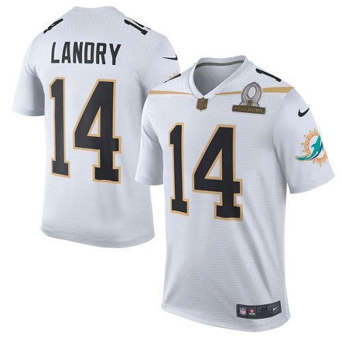 Men's Elite Jarvis Landry Nike Jersey White - #14 Team Rice 2016 Pro Bowl NFL Miami Dolphins